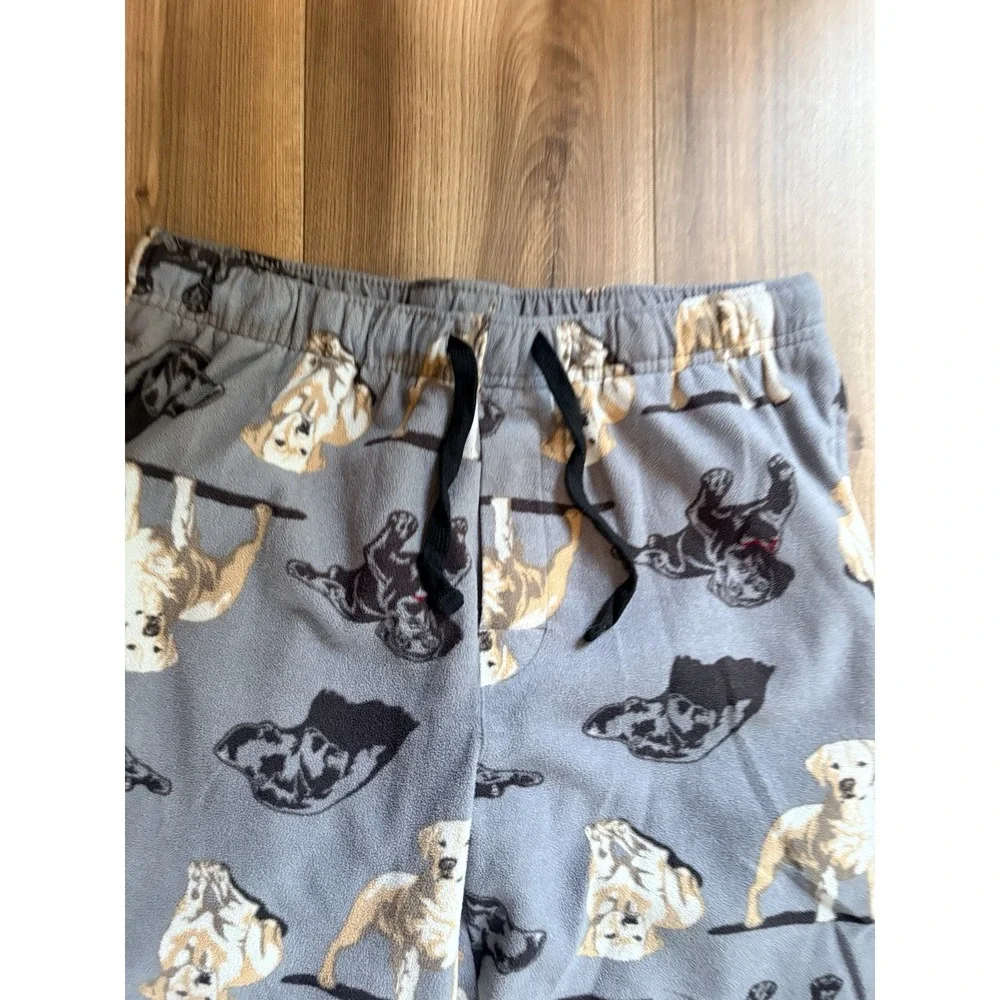 Croft & Barrow Lounge Pants Fleece Men's Medium Gray Labs Dogs Pajama Bottoms